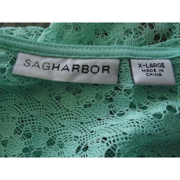 Sag Harbor Sweater XL Honey Dew Green Polyester Cardigan Lightweight open knit - Picture 4 of 10